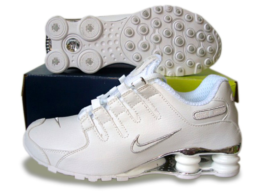 Mens Nike Shox Nz Sl Si Shoes White Silver - Click Image to Close